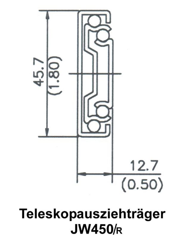 Süssco GmbH & Co. KG Regalsysteme Teleskopschiene JW450-R 0