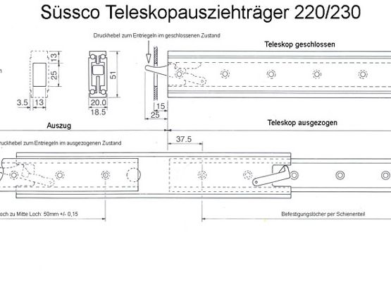 Süssco GmbH & Co. KG Regalsysteme Teleskopschiene 220 - 230 03