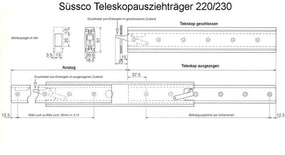 Süssco GmbH & Co. KG Regalsysteme Teleskopschiene 220 - 230 03