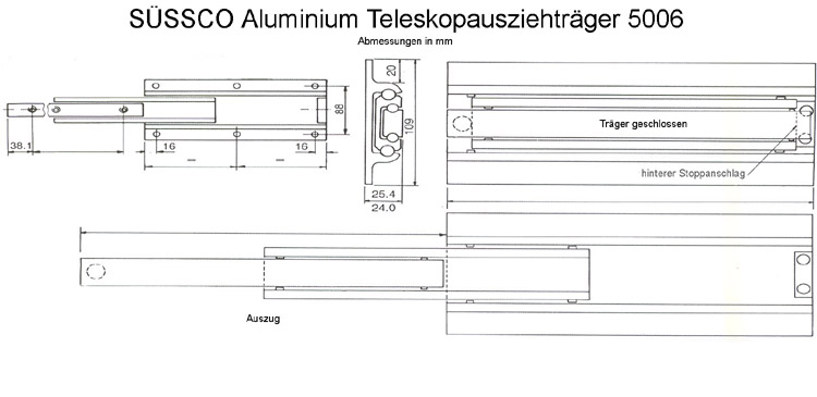 Süssco GmbH & Co. KG Regalsysteme Teleskopschiene 5006 04