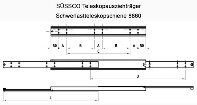 Süssco GmbH & Co. KG Regalsysteme Teleskopschiene 8860 03