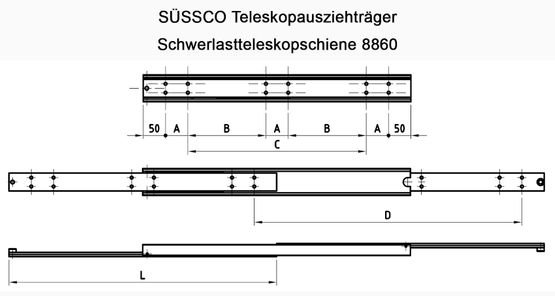 Süssco GmbH & Co. KG Regalsysteme Teleskopschiene 8860 03