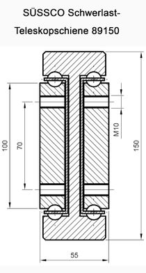 Süssco GmbH & Co. KG Regalsysteme Schwerlast-Teleskopschiene 89150 01