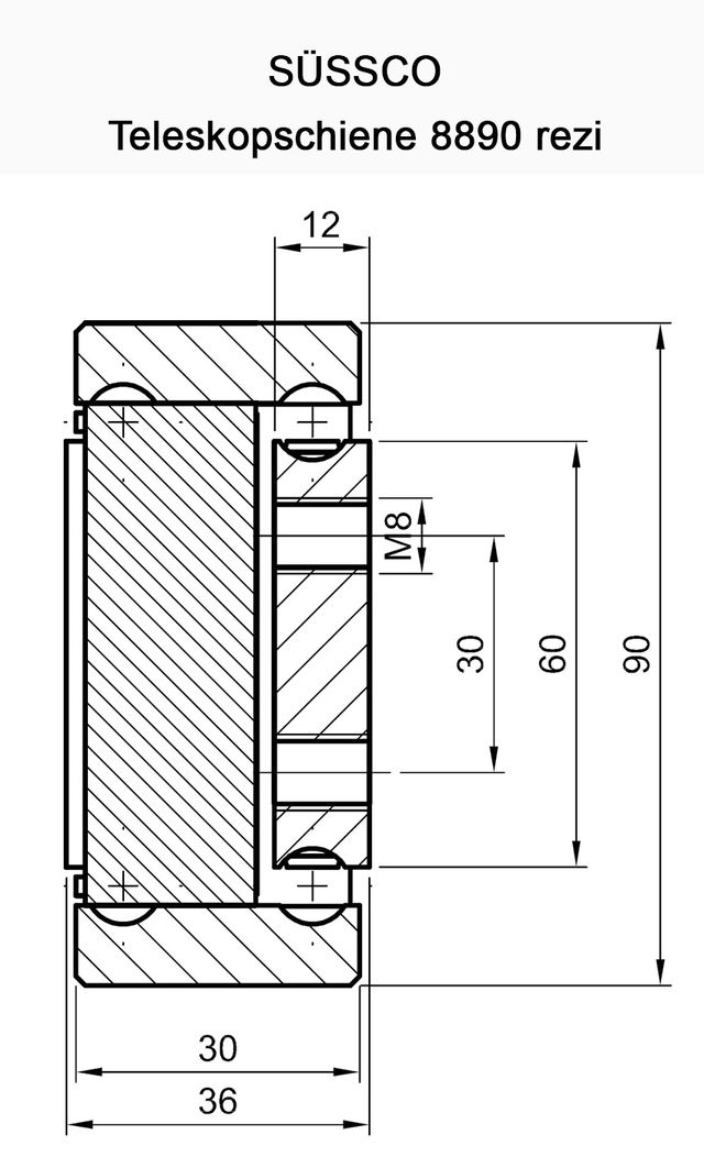 Süssco GmbH & Co. KG Regalsysteme Schwerlast-Teleskopschiene 8890 rezi 03