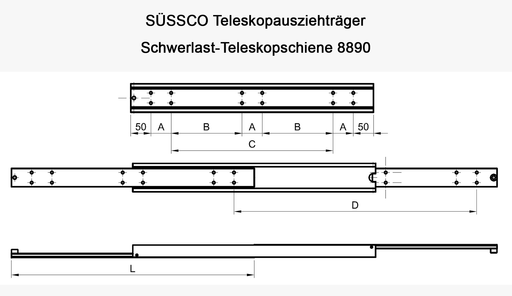 Süssco GmbH & Co. KG Regalsysteme Teleskopschiene 8890 02