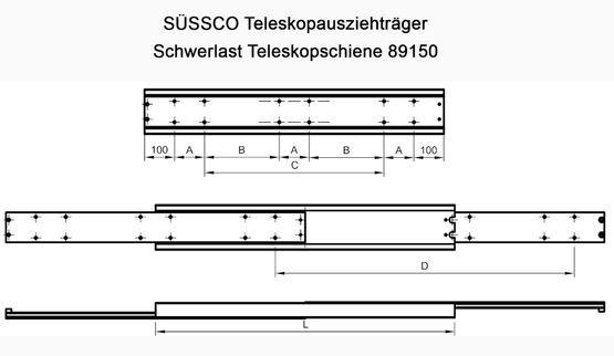 Süssco GmbH & Co. KG Regalsysteme Schwerlast-Teleskopschiene 89150 02