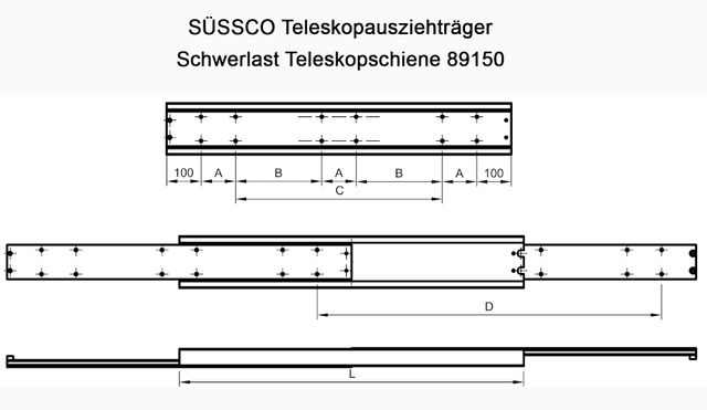 Süssco GmbH & Co. KG Regalsysteme Schwerlast-Teleskopschiene 89150 02