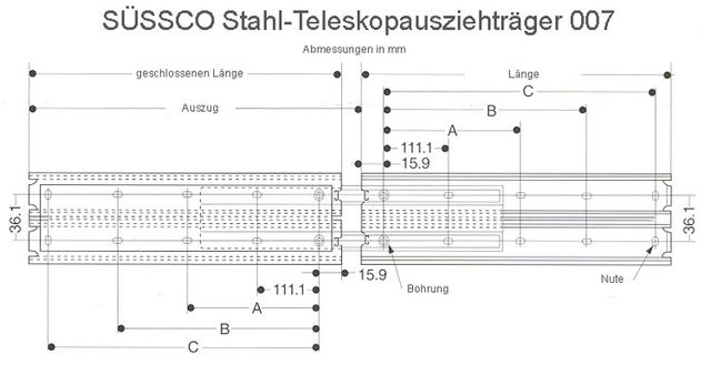 Süssco GmbH & Co. KG Regalsysteme Teleskopschiene 007 02