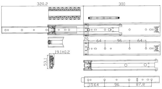 Süssco GmbH & Co. KG Regalsysteme Teleskopschiene JW530-K 02