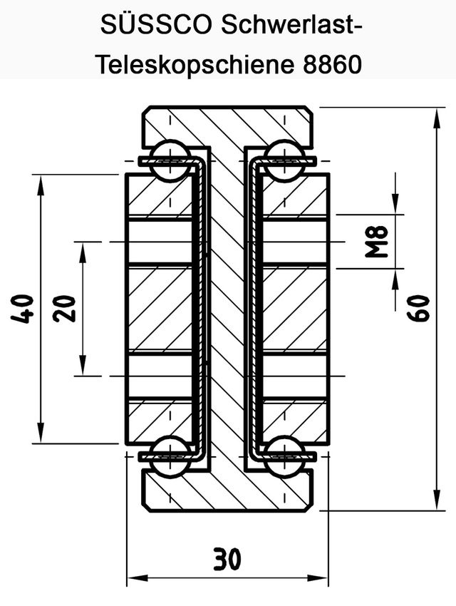 Süssco GmbH & Co. KG Regalsysteme Teleskopschiene 8860 04