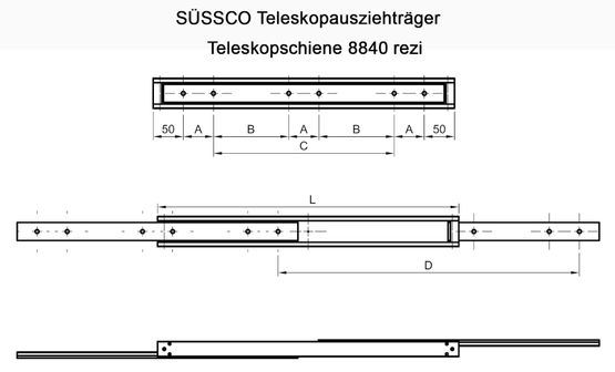 Süssco GmbH & Co. KG Regalsysteme Schwerlast-Teleskopschiene 8840 rezi 02