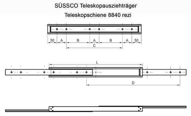 Süssco GmbH & Co. KG Regalsysteme Schwerlast-Teleskopschiene 8840 rezi 02