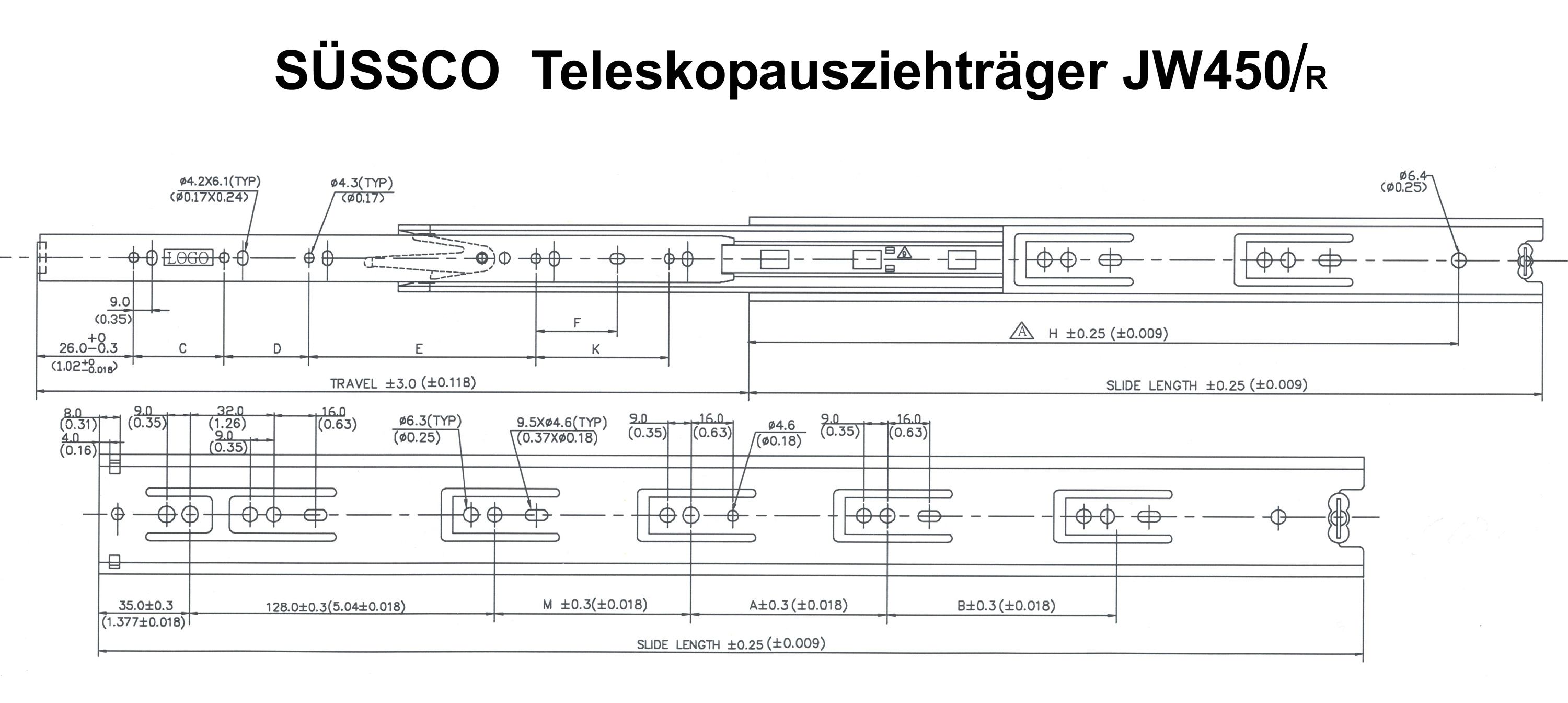 Süssco GmbH & Co. KG Regalsysteme Teleskopschiene JW450-R 03