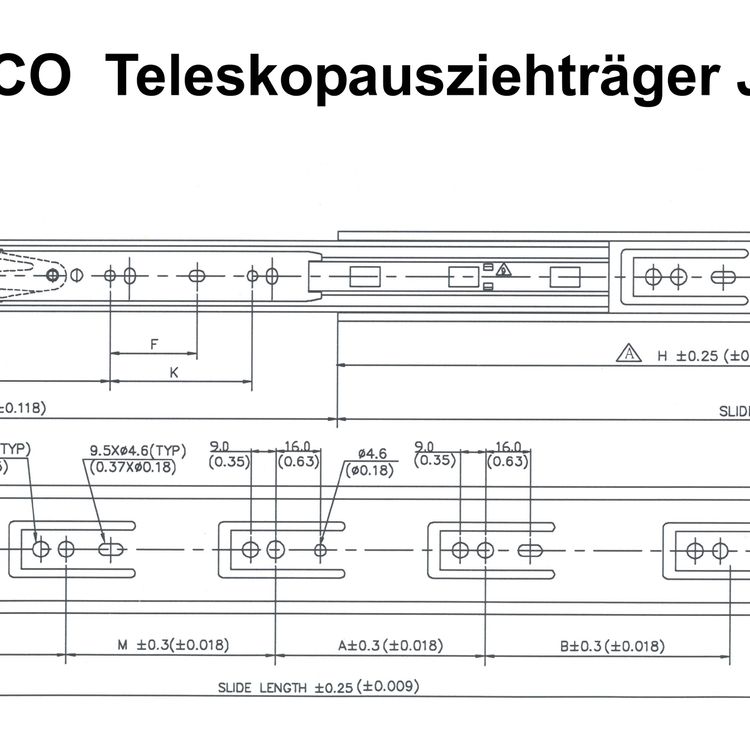 Süssco GmbH & Co. KG Regalsysteme Teleskopschiene JW450-R 03