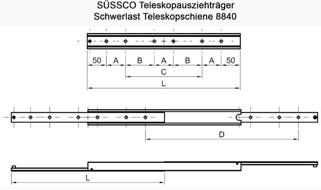 Süssco GmbH & Co. KG Regalsysteme Teleskopschiene 8840 03
