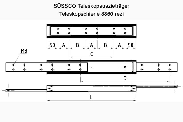 Süssco GmbH & Co. KG Regalsysteme Schwerlast-Teleskopschiene 8860 rezi 02