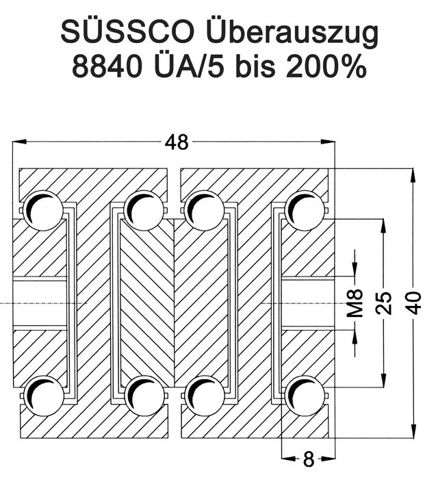 Süssco GmbH & Co. KG Regalsysteme Schwerlast-Teleskopschiene 8840 ÜA/5 04