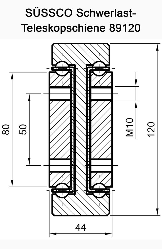 Süssco GmbH & Co. KG Regalsysteme Teleskopschiene 89120 03