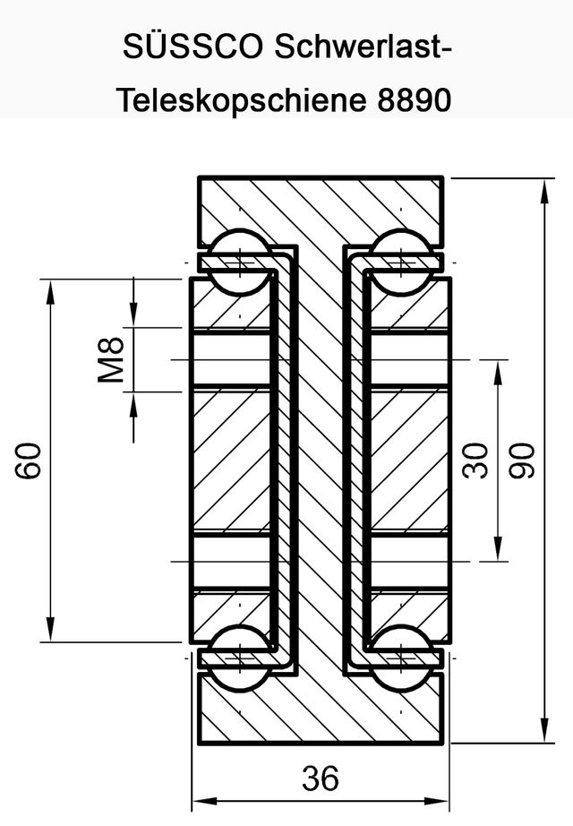 Süssco GmbH & Co. KG Regalsysteme Teleskopschiene 8890 03