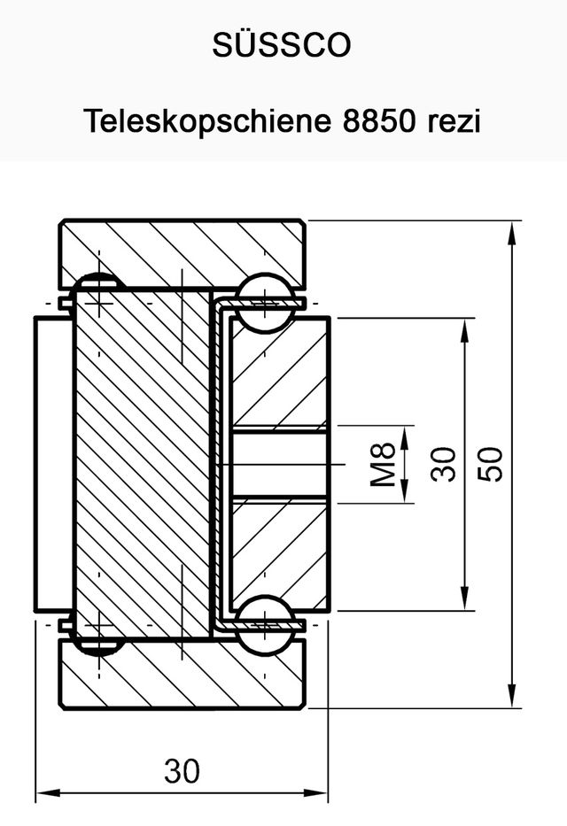 Süssco GmbH & Co. KG Regalsysteme Schwerlast-Teleskopschiene 8850 rezi 03