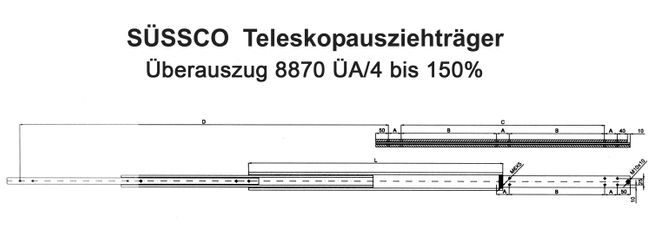 Süssco GmbH & Co. KG Regalsysteme Schwerlast-Teleskopschiene 8870 ÜA/4 05