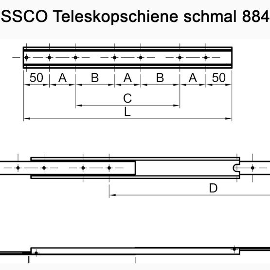 Süssco GmbH & Co. KG Regalsysteme Teleskopschiene 8840s 02