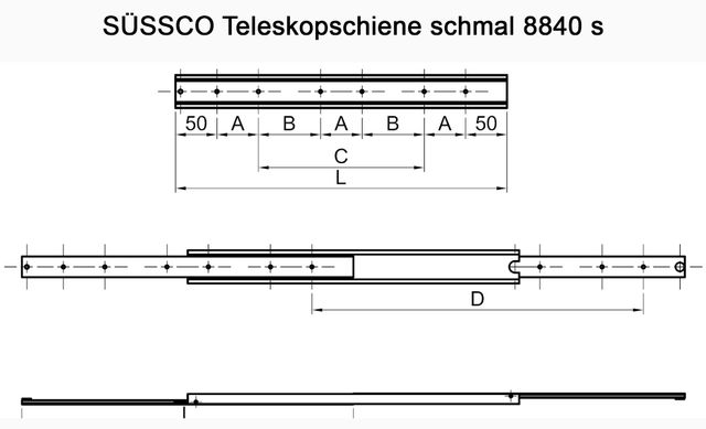Süssco GmbH & Co. KG Regalsysteme Teleskopschiene 8840s 02